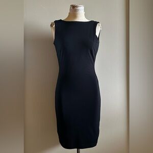 Hugo Buscati Collection little black dress Low drape back XS Fitted jersey knit